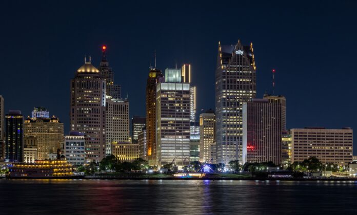 Detroit at night